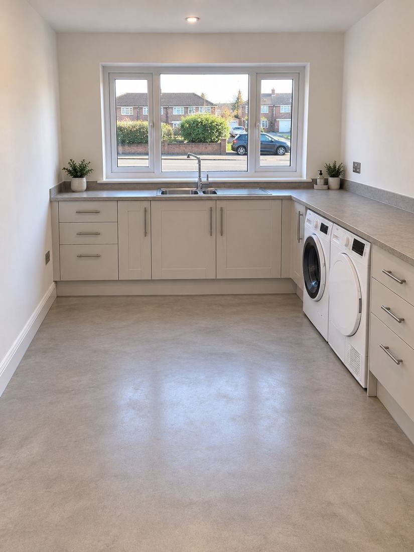 Finished garage conversion by DOT Services, now a utility room